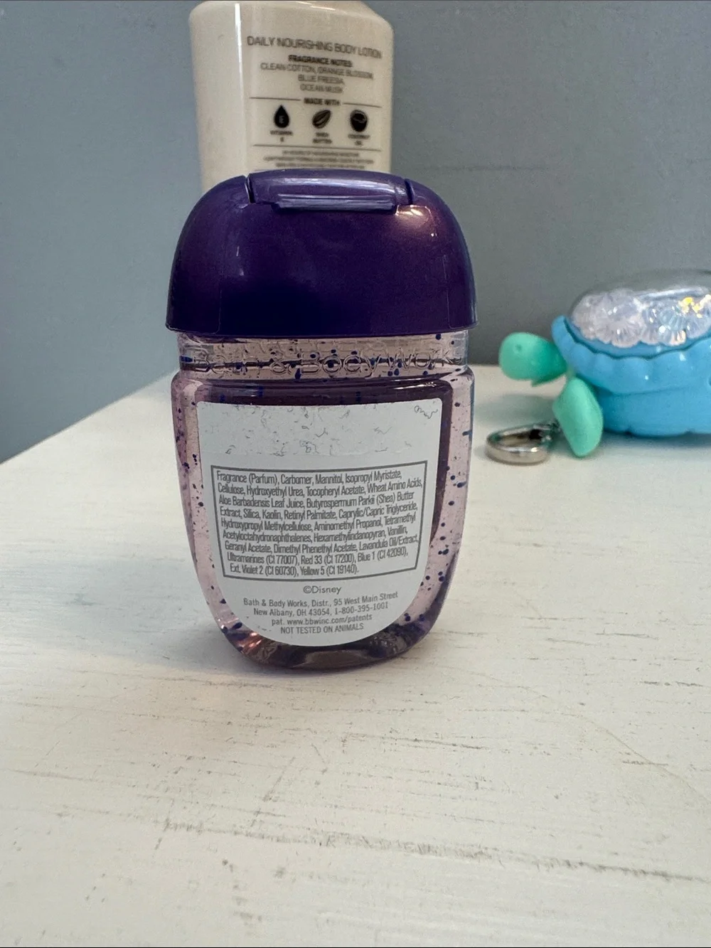 Bath & Body Works Sea Island Shore Body Lotion, Rapunzel hand sanitizer & holder